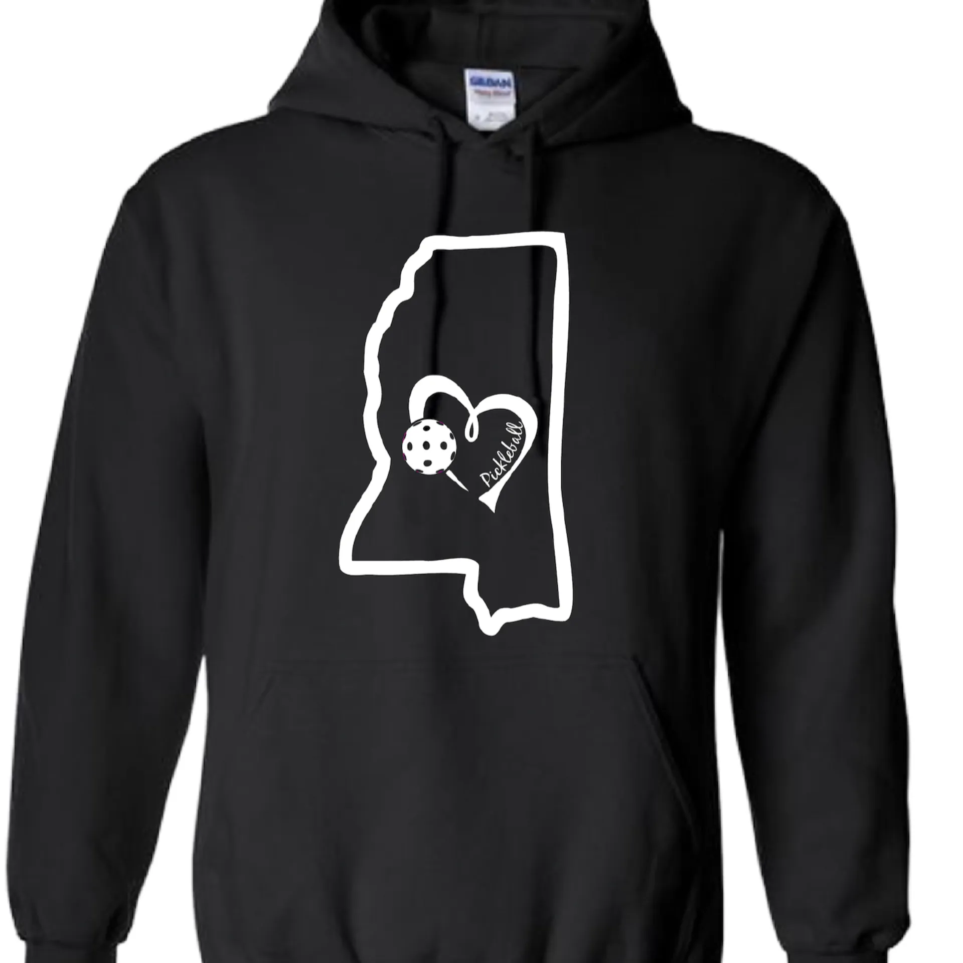 Mississippi State With Pickleball Love | Unisex Hoodie Pickleball Sweatshirt | 50% Cotton 50% Polyester