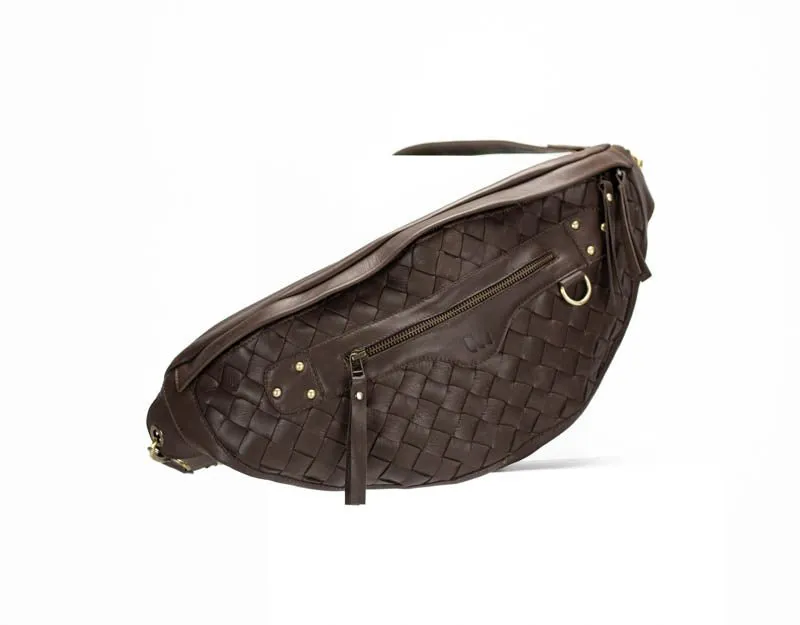 Paris fanny pack - Terra brown handwoven leather