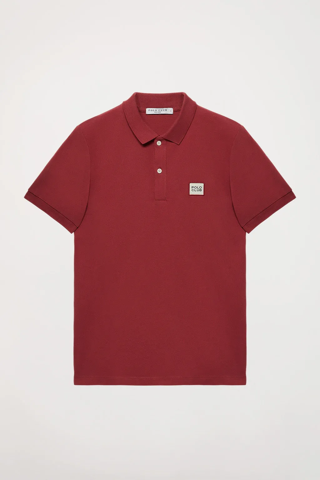 Polo orgánico de manga corta rojo oscuro Neutrals con logo