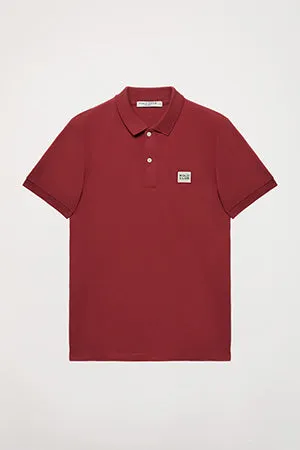 Polo orgánico de manga corta rojo oscuro Neutrals con logo