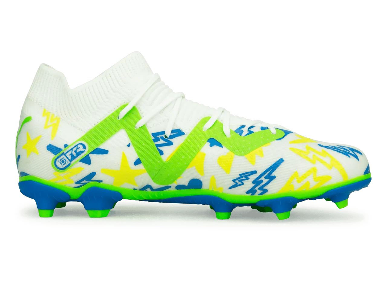 PUMA Kids Future Match x Neymar FG/AG White/Blue/Lemon