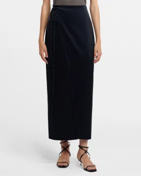 Racha - Slip Satin Wrap Skirt - Black