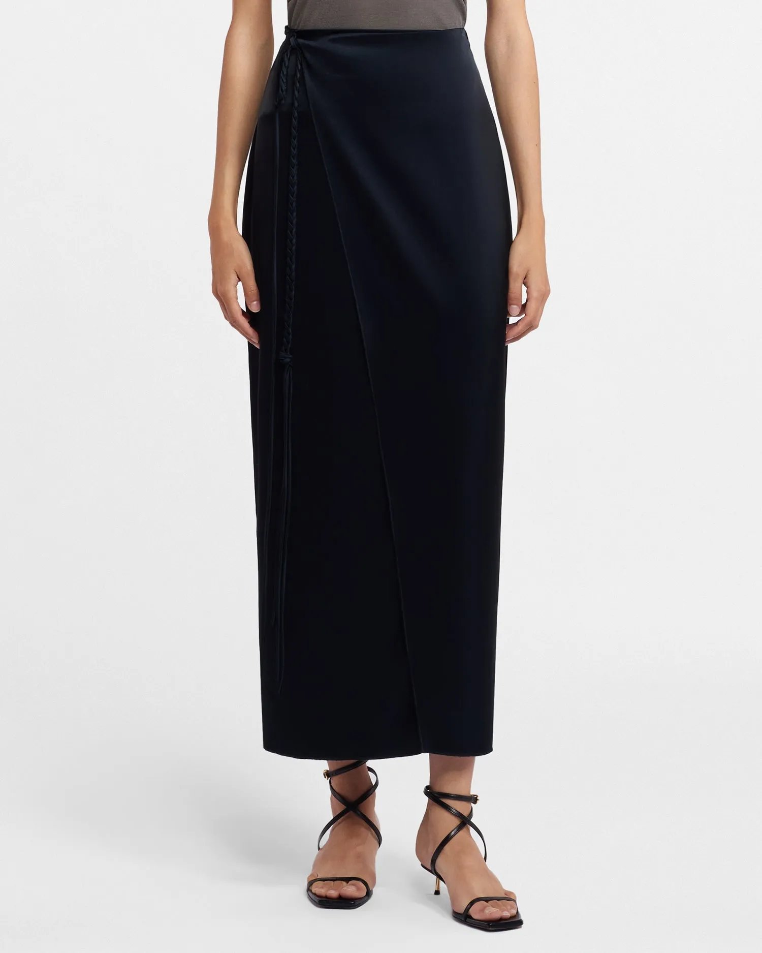 Racha - Slip Satin Wrap Skirt - Black