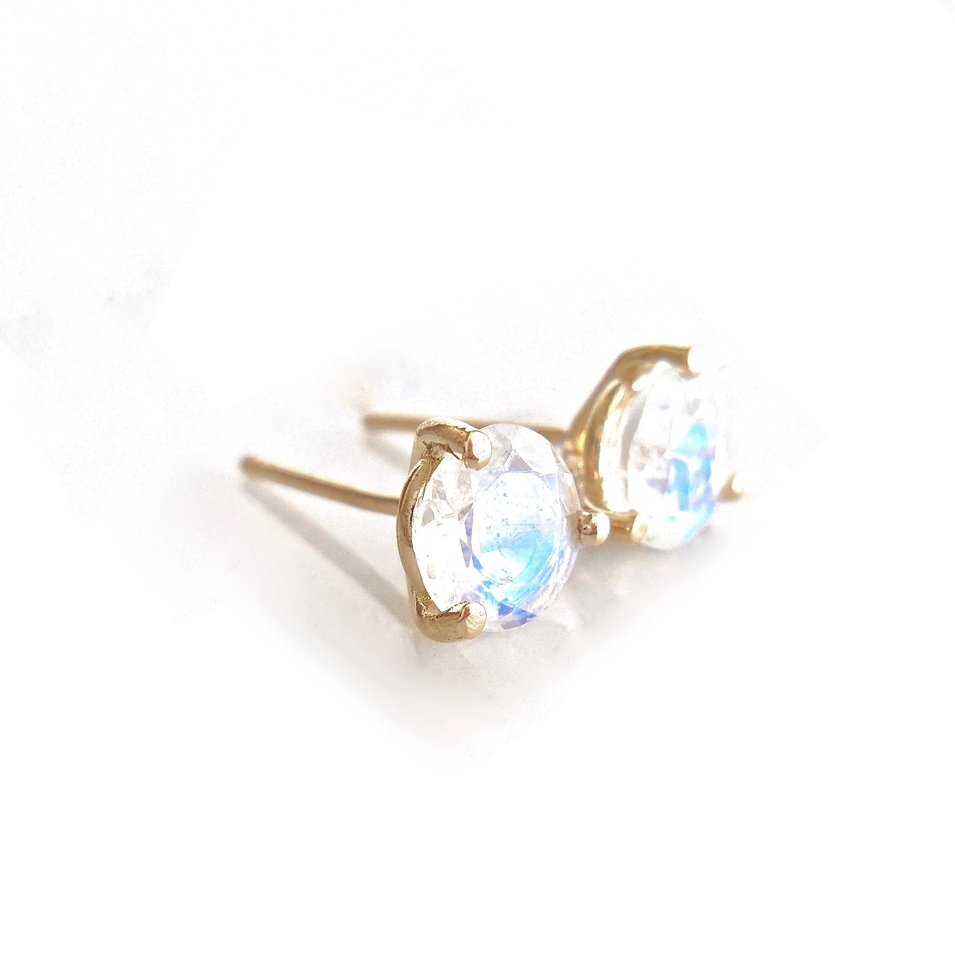 Rainbow Moonstone Stud Earrings - Moonstone Gold Stud Earrings - Moonstone Studs