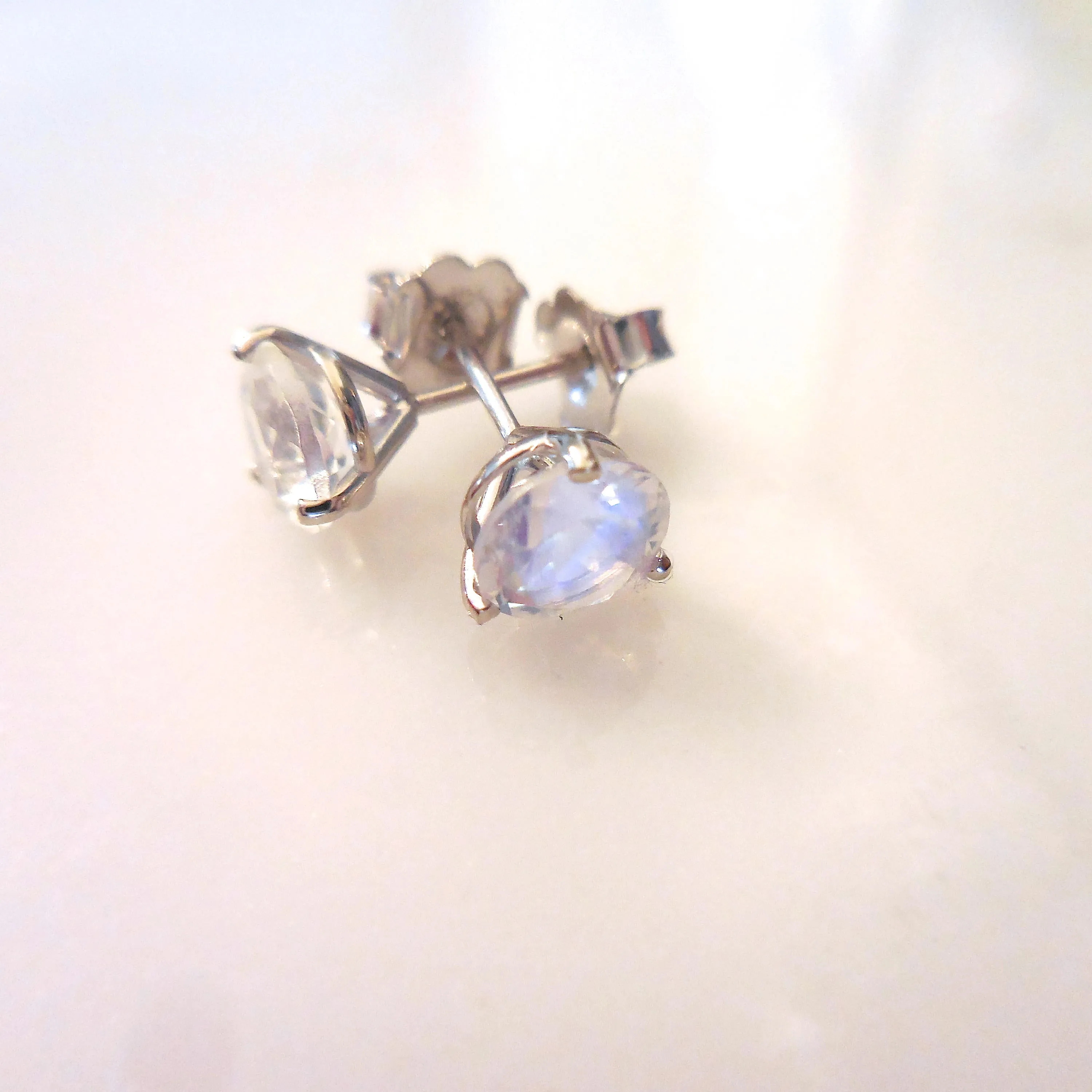 Rainbow Moonstone Stud Earrings - Moonstone Gold Stud Earrings - Moonstone Studs