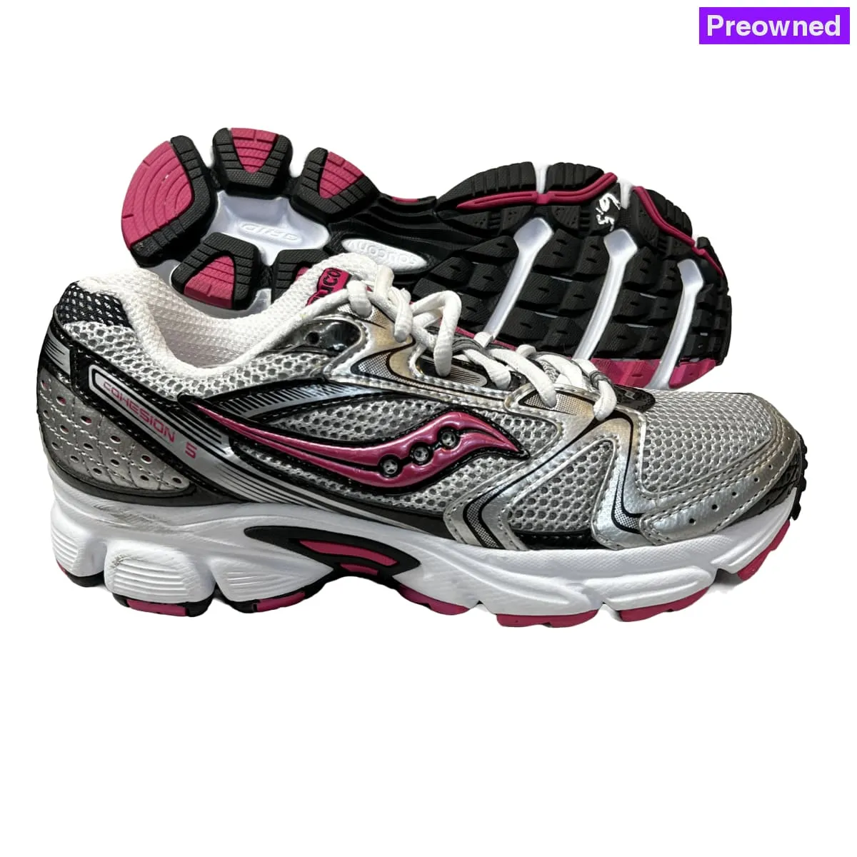 Saucony •Cohesion 5• Running Shoe • Silver/Black/Pink • 6.5 Wide - Preowned