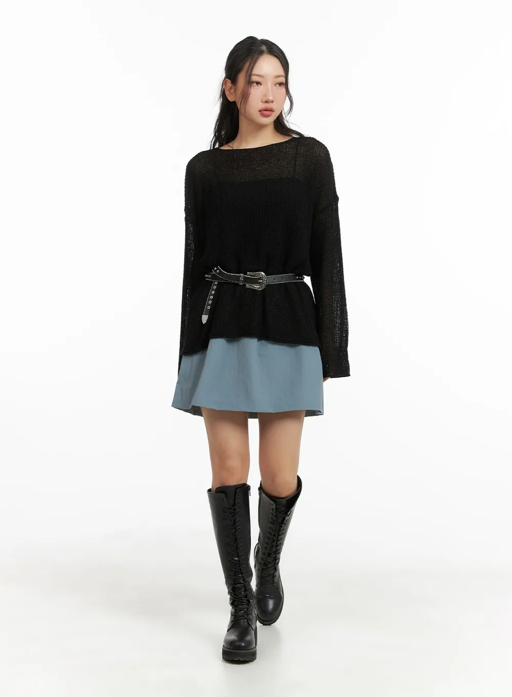 Shirred Flare Mini Skirt CM426