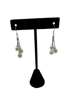 Sterling Silver 7mm Cultured Freshwater White Pearl Drop Earrings