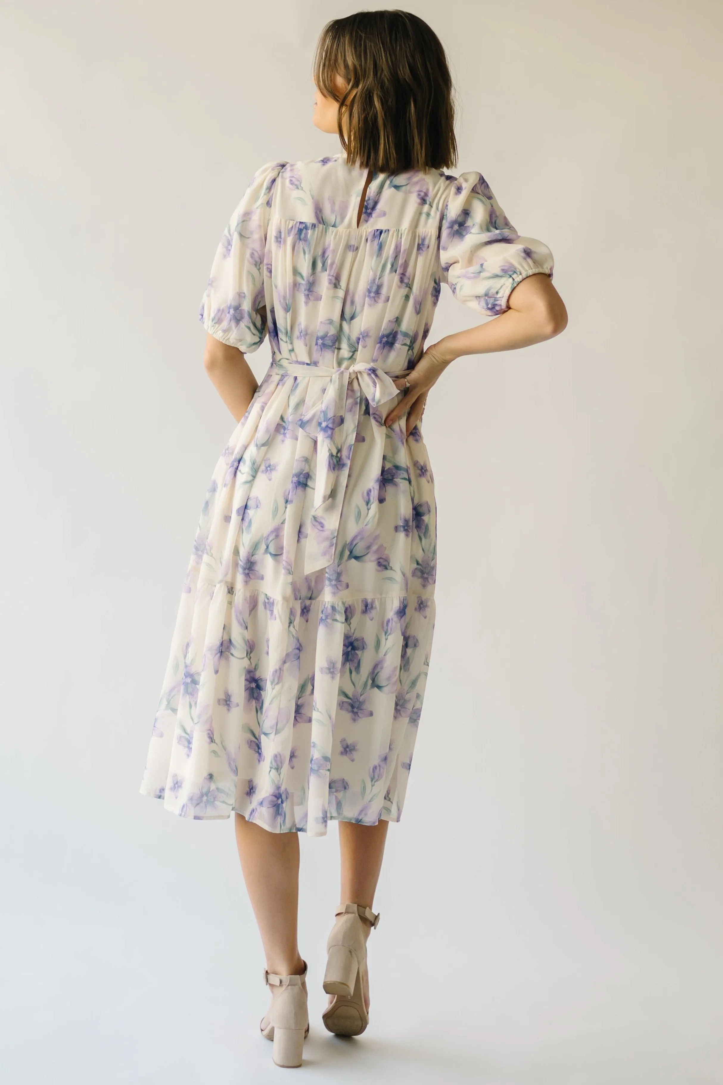 The Ardencroft Watercolor Midi Dress in Ivory Multi