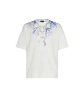 White T-Shirt Whit Blue Grey Lightning