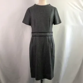 YvesStLaurent Grey Tweed with Zip Trim MIDI Dress